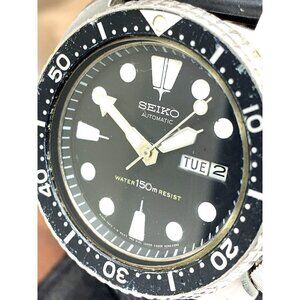 Seiko Men's Watch 6309-7049 Vintage Diver 1980'S Automatic Black Dial Da…